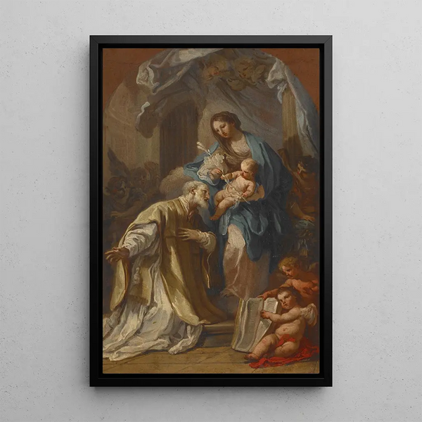 La Vierge apparaissant à Saint Philippe Néri - Sebastiano Conca — framed artwork on a wall