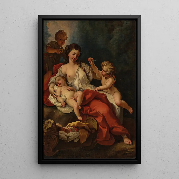 Allegory of Charity - Sebastiano Ricci — framed artwork on a wall