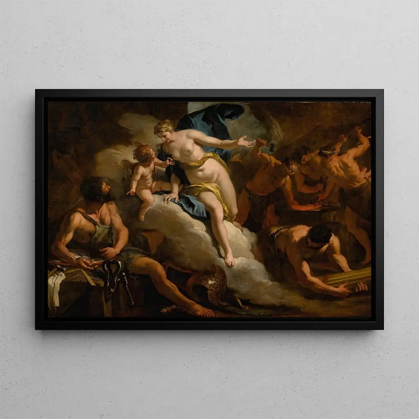 Venus in Vulcan's Forge - Sebastiano Ricci — framed artwork on a wall