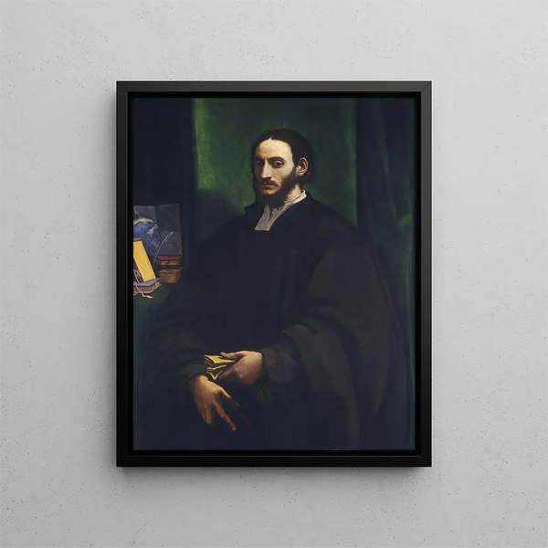 Portrait of a Humanist - Sebastiano del Piombo — framed artwork on a wall