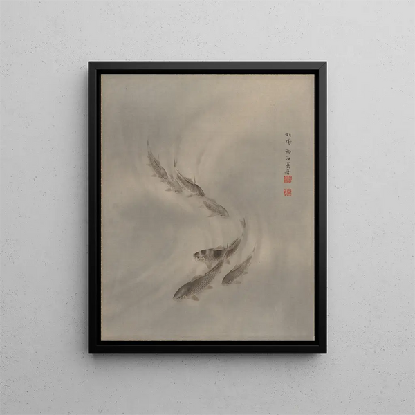 Fish Bank Painting - Seki Shūko — framed artwork on a wall