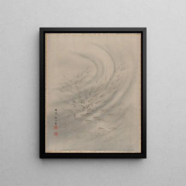Small Fish Painting - Seki Shūko — framed artwork on a wall