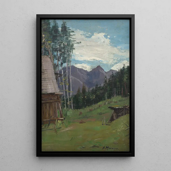 View in the mountains near Radmer in Upper Styria - Serafin Maurer — framed artwork on a wall