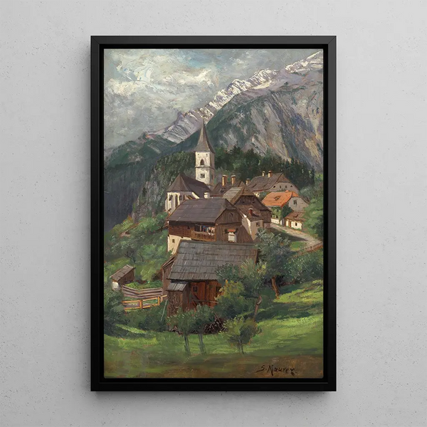 Village in the Mountain - Serafin Maurer — framed artwork on a wall