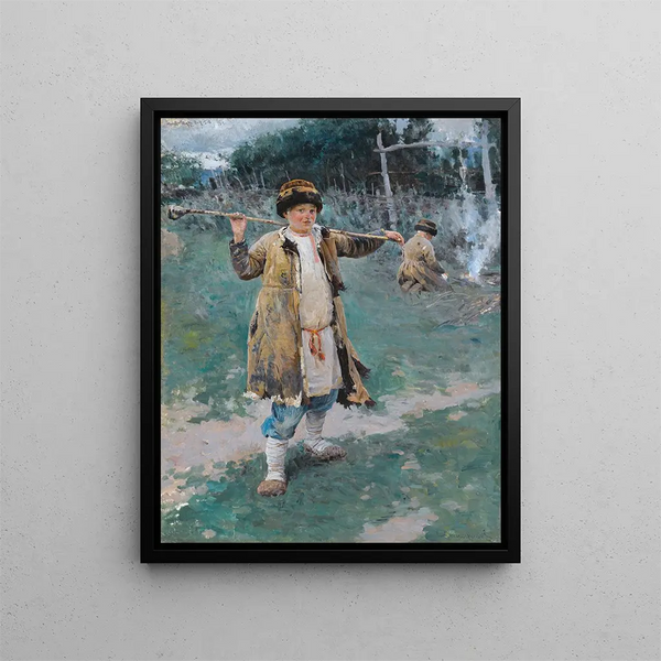 Boys of the Village - Sergei Arsenevich Vinogradov — framed artwork on a wall