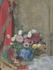 Nature morte aux roses, anémones et chrysanthèmes dans un vase chinois - Sergei Chekhonin — artwork view