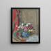 Nature morte aux roses, anémones et chrysanthèmes dans un vase chinois - Sergei Chekhonin — framed artwork on a wall
