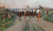 A marching band crosses the village - Sergei Semenovich Voroshilov — artwork view