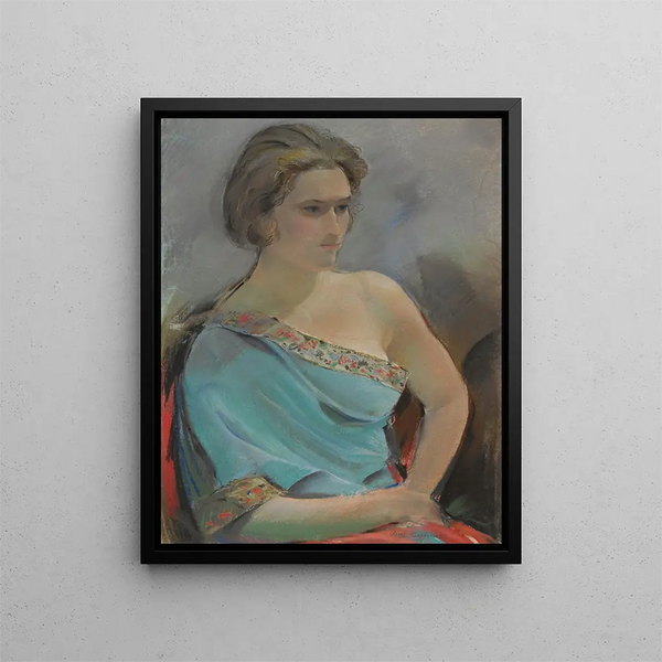 Portrait of the artist's woman - Sergey Chekhonin — framed artwork on a wall