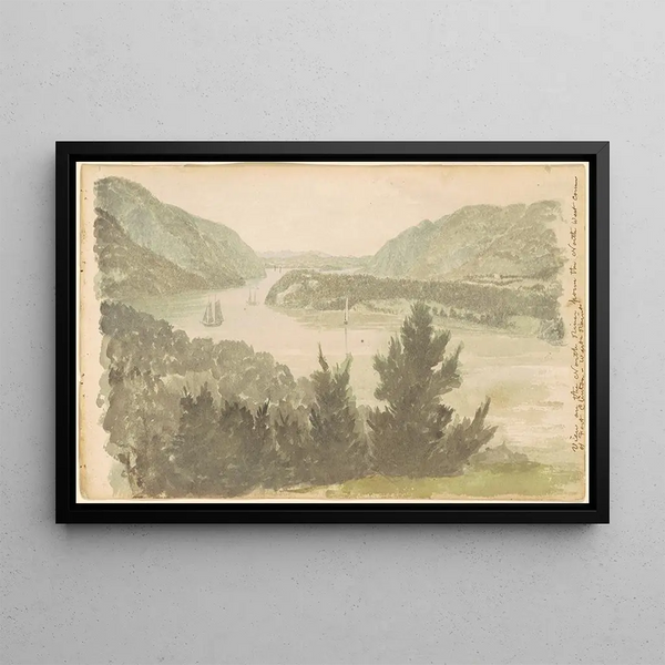View of the North River from the northwest corner of Fort Clinton, West Point - Seth Eastman — framed artwork on a wall
