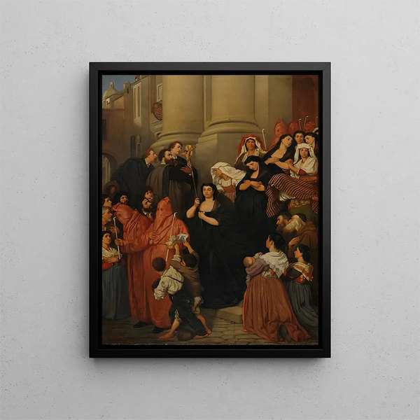 Procession in Rome - Severin Falkman — framed artwork on a wall