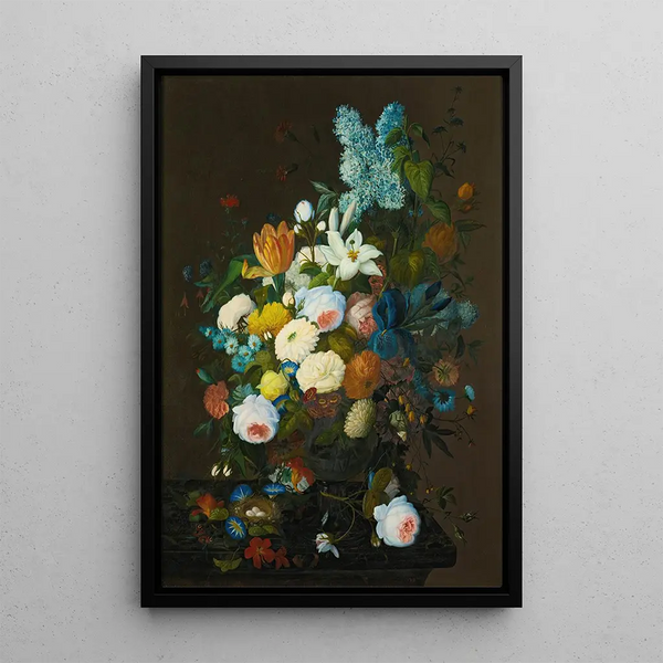 Flower Still Life Painting - Severin Roesen — framed artwork on a wall