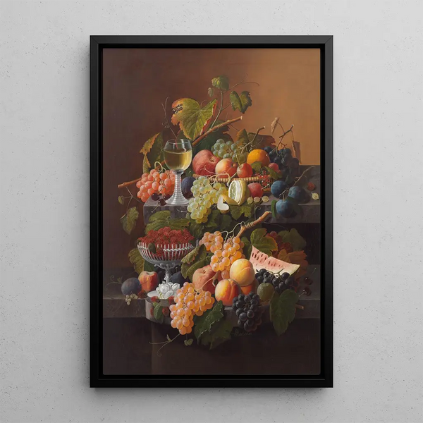 Nature morte painting - Severin Roesen — framed artwork on a wall