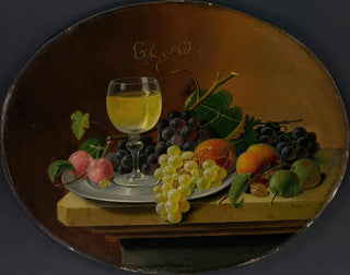 Still life with fruits and wine glass - Severin Roesen — artwork view