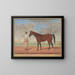 a bay racehorse with a groom - Shaykh Muhammad Amir de Karraya — framed artwork on a wall