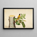 Loriot with a black hood and insect on a jackfruit log - Sheikh Zain al-Din — framed artwork on a wall