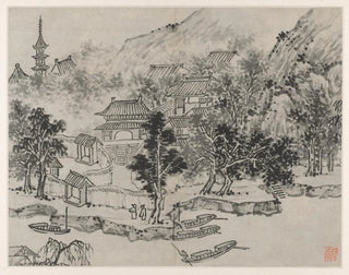 View of Tiger Hill from Canal Dock - Shen Zhou — artwork view