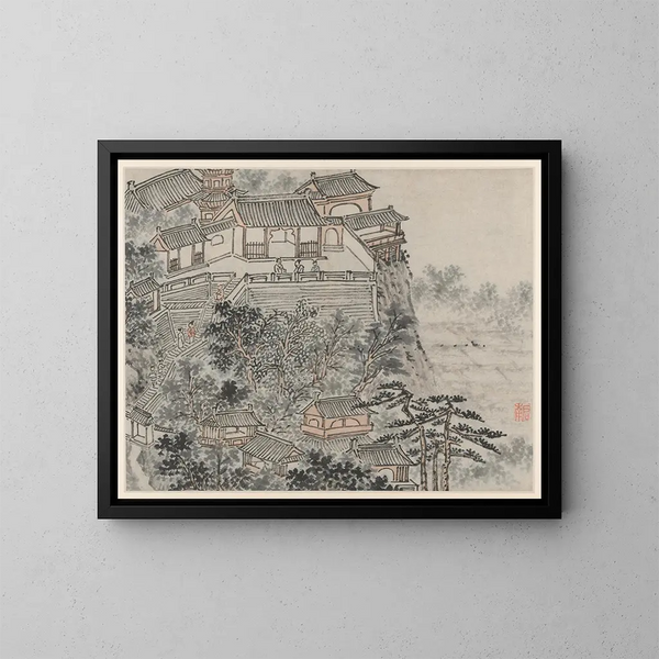The Terrace of the Five Sages - Shen Zhou — framed artwork on a wall