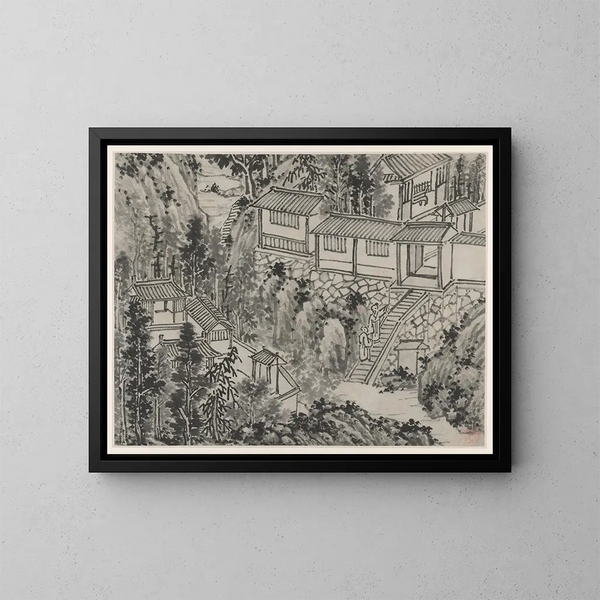 The Retirement of the Pines - Shen Zhou — framed artwork on a wall