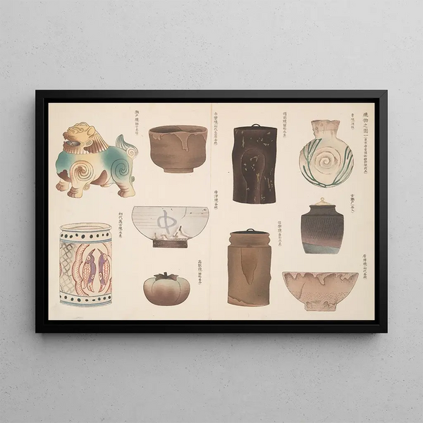 An illustration of pottery 1 - Shigeo Inoue — framed artwork on a wall