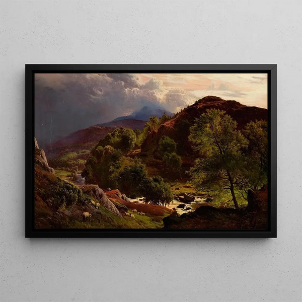 La rivière Llugwy à Capel Curig - Sidney Richard Percy — framed artwork on a wall