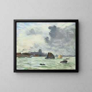 View of the Dordrecht port - Siebe Johannes ten Cate — framed artwork on a wall