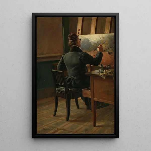 The painter JC Dahl at his easel - Siegwald Dahl — framed artwork on a wall
