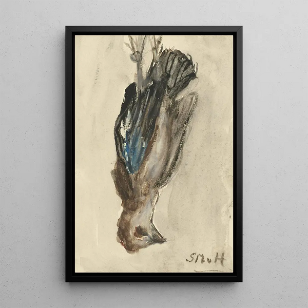 a Small Dead Bird Hanging by Its Feet - Sientje Mesdag van Houten — framed artwork on a wall