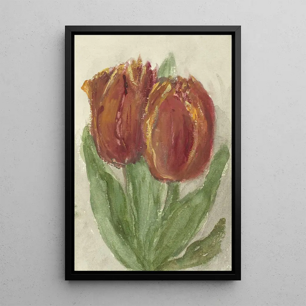 Two Red Tulips - Sientje Mesdag van Houten — framed artwork on a wall