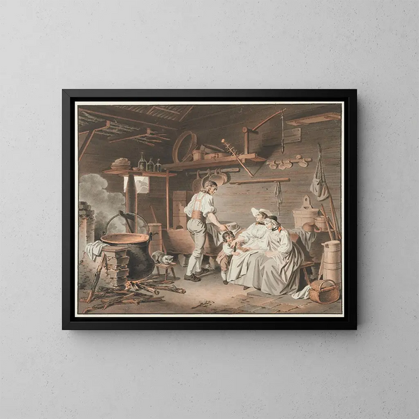 La Visite au chalet - Sigmund Freudenberger — framed artwork on a wall