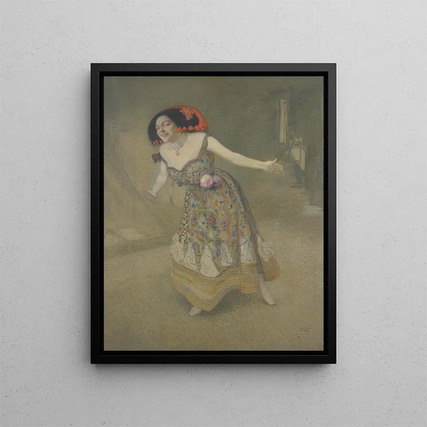 Portrait of Spanish dancer E - Sigmund Walter Hampel — framed artwork on a wall