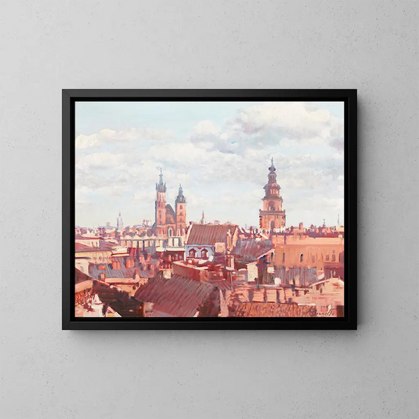Toits de Cracovie - Silvio Brunetto — framed artwork on a wall