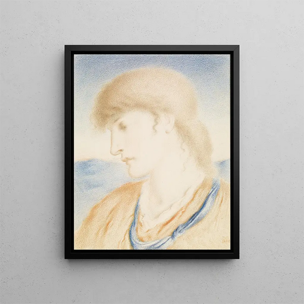 Study of a Head - Simeon Solomon — framed artwork on a wall