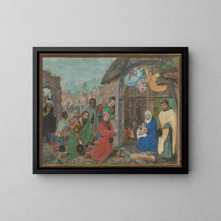 L'Adoration des Mages - Simon Bening — framed artwork on a wall