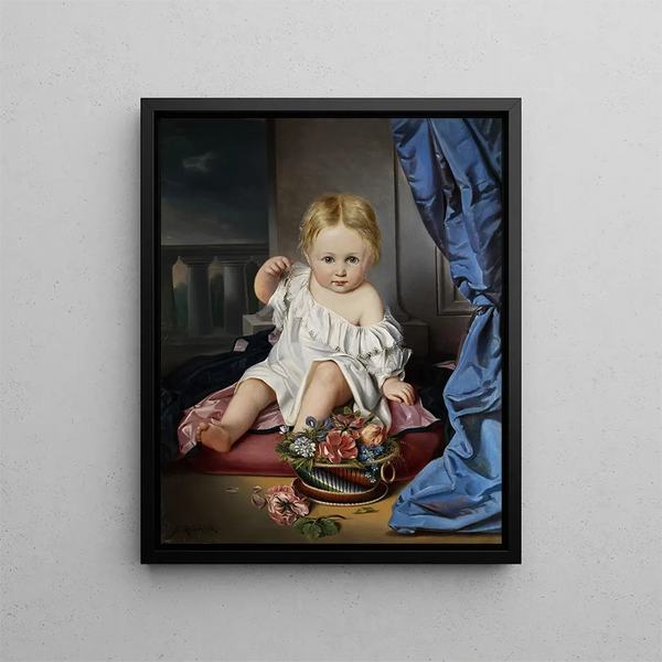 Portrait of a Toddler - Simon Glücklich — framed artwork on a wall