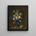 a Still life with roses, mixed tulips, peonies, daffodils, and other flowers in a carved vase - Simon Hardime — framed artwork on a wall
