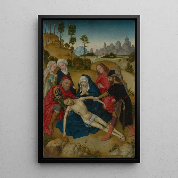 La Lamentation du Christ - Simon Marmion — framed artwork on a wall