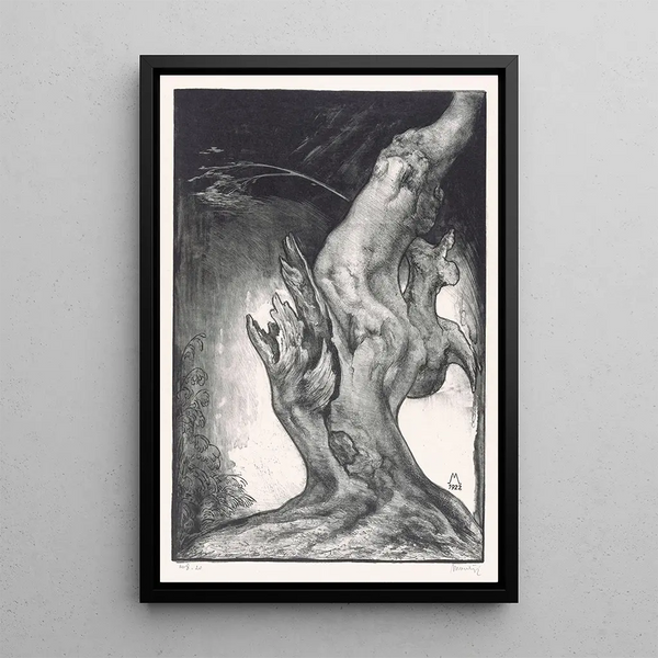 Tree Trunk Painting - Simon Moulijn — framed artwork on a wall