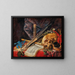 Nature morte vanité with a violin, a clarinet, a skull, a sheet of music, and a candle - Simon Renard de Saint-André — framed artwork on a wall