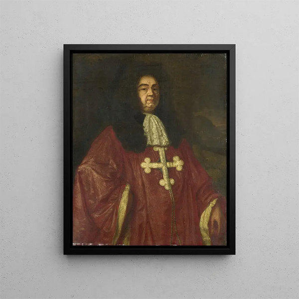 Portrait painting of Johannes Camprich van Cronefelt, Knight of the Order of Saint Maurice and Saint Lazarus, Imperial ambassador of Germany in The Hague - Simon Ruys — framed artwork on a wall