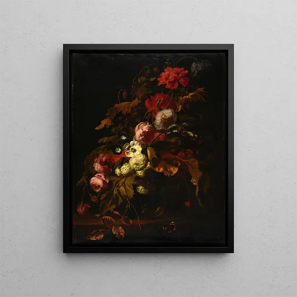 Bouquet of Flowers - Simon Verelst — framed artwork on a wall