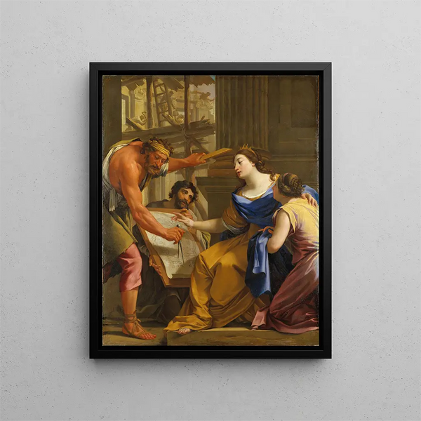 Artemisia construisant le mausolée - Simon Vouet — framed artwork on a wall