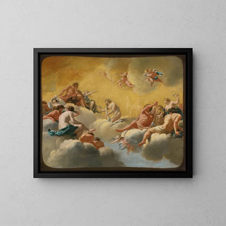 L'Assemblée des dieux - Simon Vouet — framed artwork on a wall