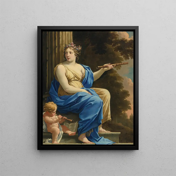 Euterpe, the muse of music and lyrical poetry - Simon Vouet — framed artwork on a wall