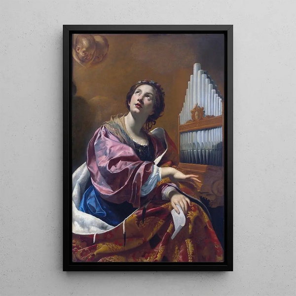 Sainte Cécile - Simon Vouet — framed artwork on a wall