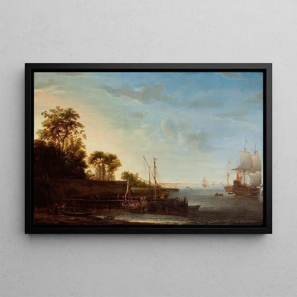 Coastal Extent near the Zuiderzee - Simon de Vlieger — framed artwork on a wall