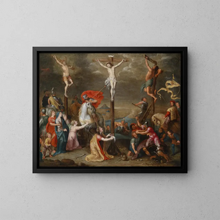 Crucifixion - Simon de Vos — framed artwork on a wall