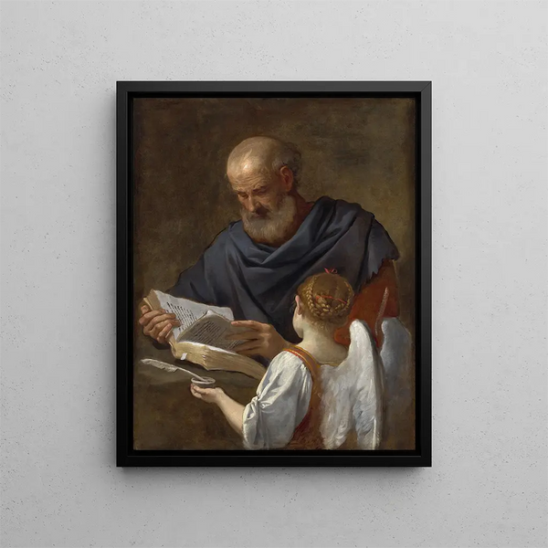 Saint Matthieu et l'Ange - Simone Cantarini — framed artwork on a wall