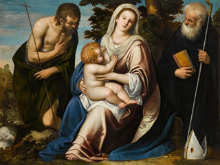 The Virgin and Child with Saints John the Baptist and Benedict - Simone Peterzano — artwork view