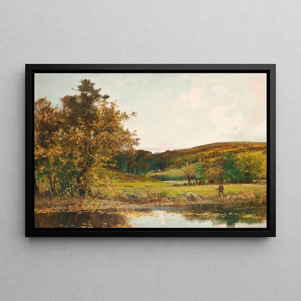 The Fisherman with a Fly - Sir Alfred East — framed artwork on a wall